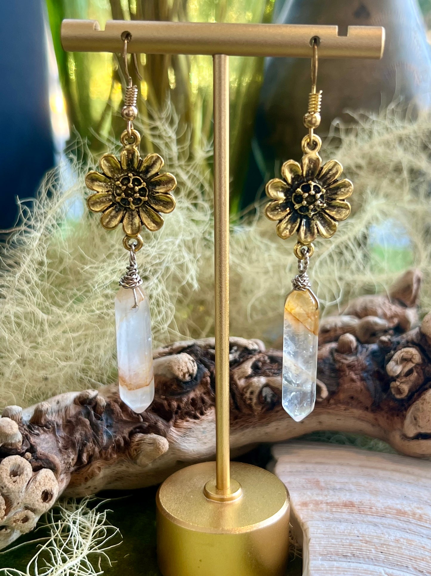 Golden Hour Inspired earrings with Golden Healer Points