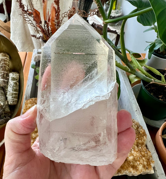 Lemurian Quartz Point with Internal Self-Healed Fracture – 1 lb 4.3 oz | 5" Long | Crystal of Ancient Wisdom, Healing & Spiritual Light