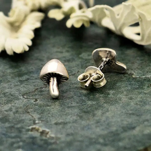 Mushroom Sterling Silver Stud Earring