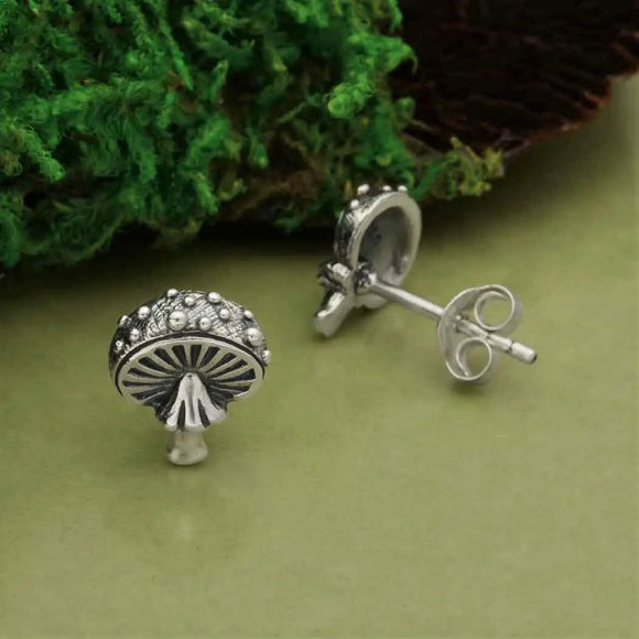 Mushroom Sterling Silver Earrings