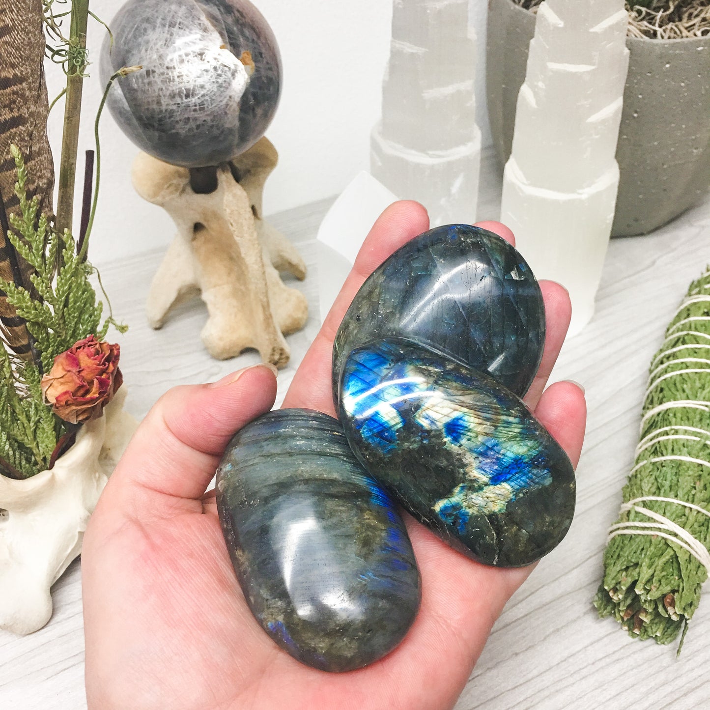 Iridescent Labradorite Palm Stones