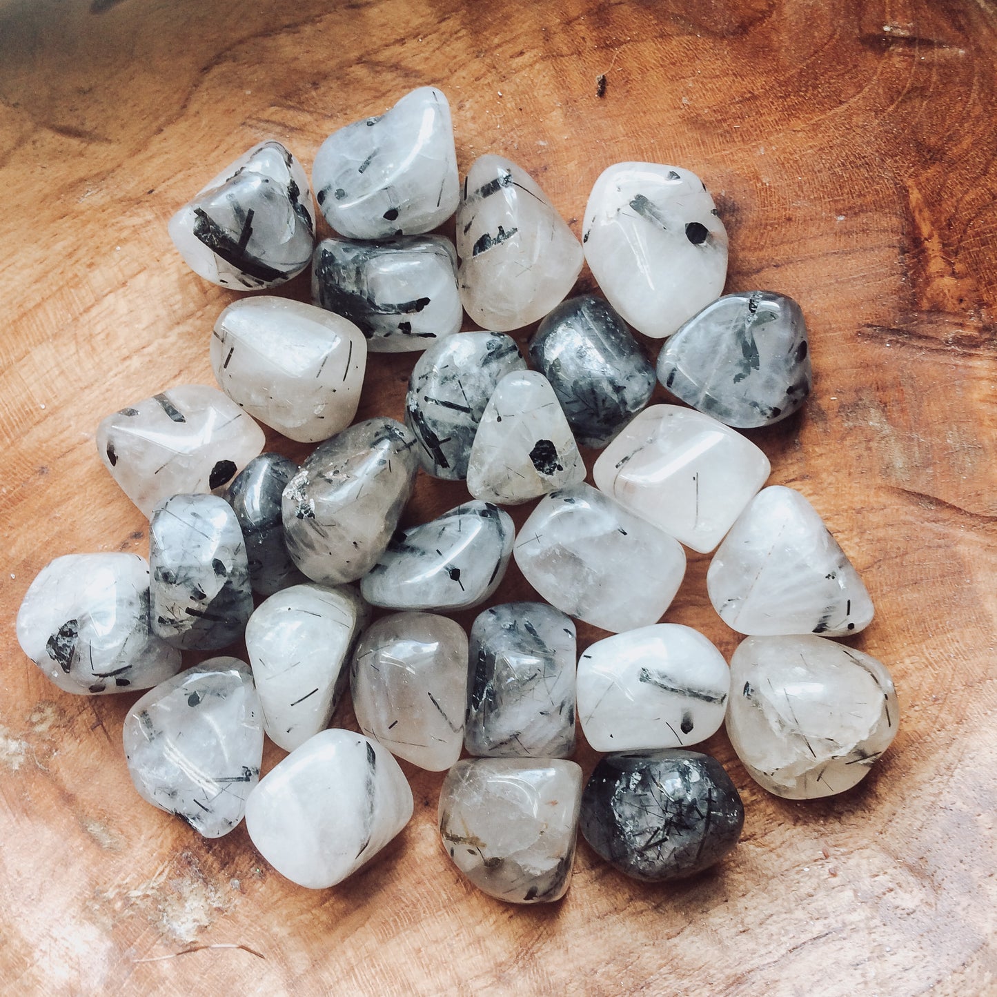 Small Tourmalated Quartz Tumbled Stone