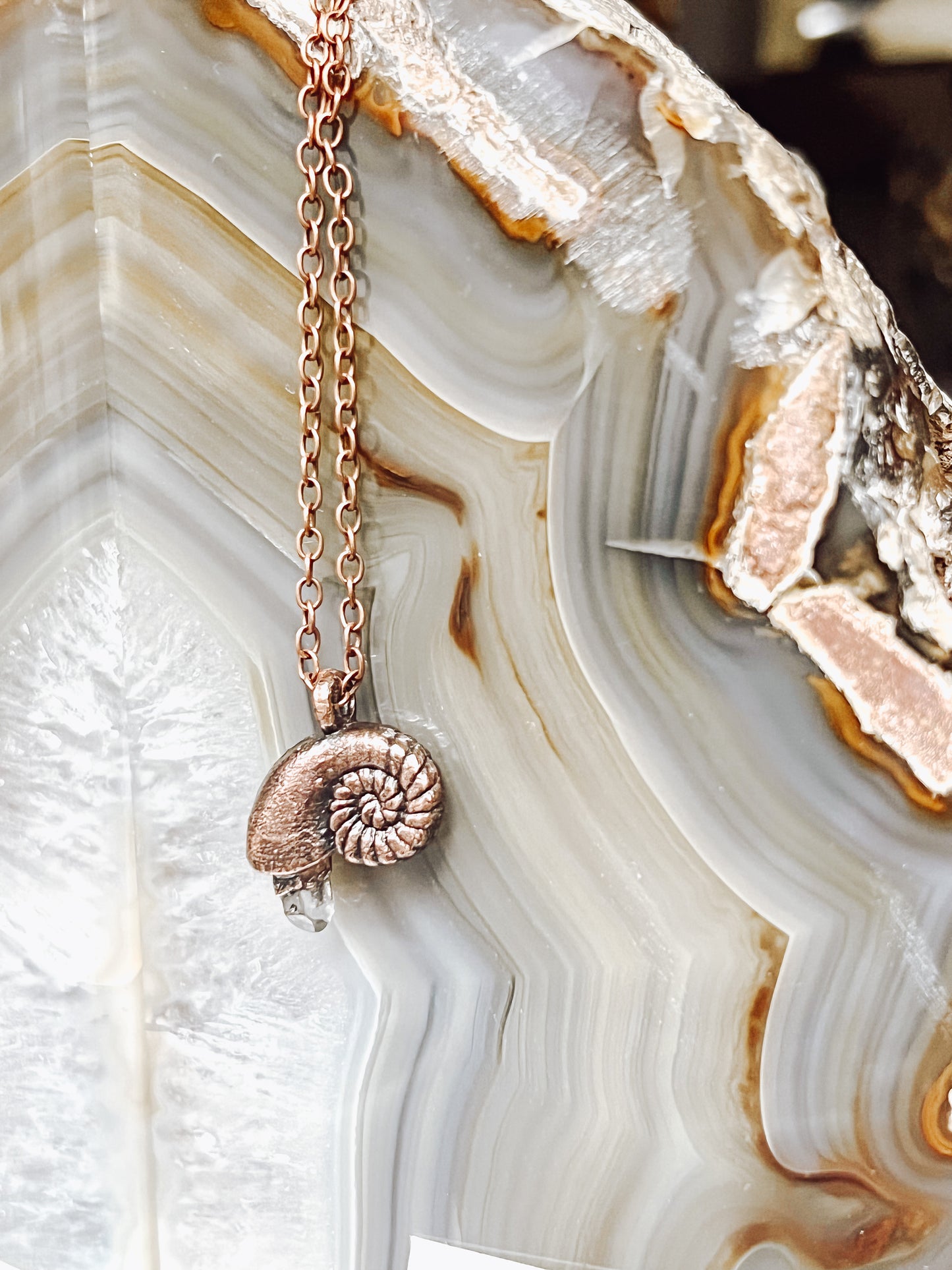 Herkimer Diamond Nautilus Pendant Necklace