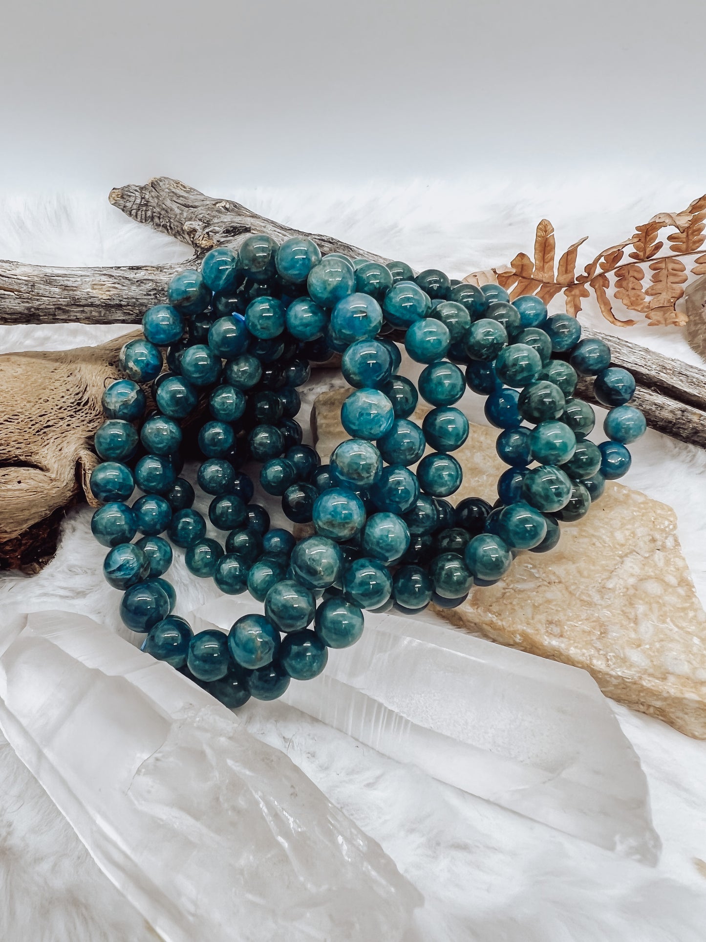 Blue Apatite 8mm Stretch Stone Bracelet