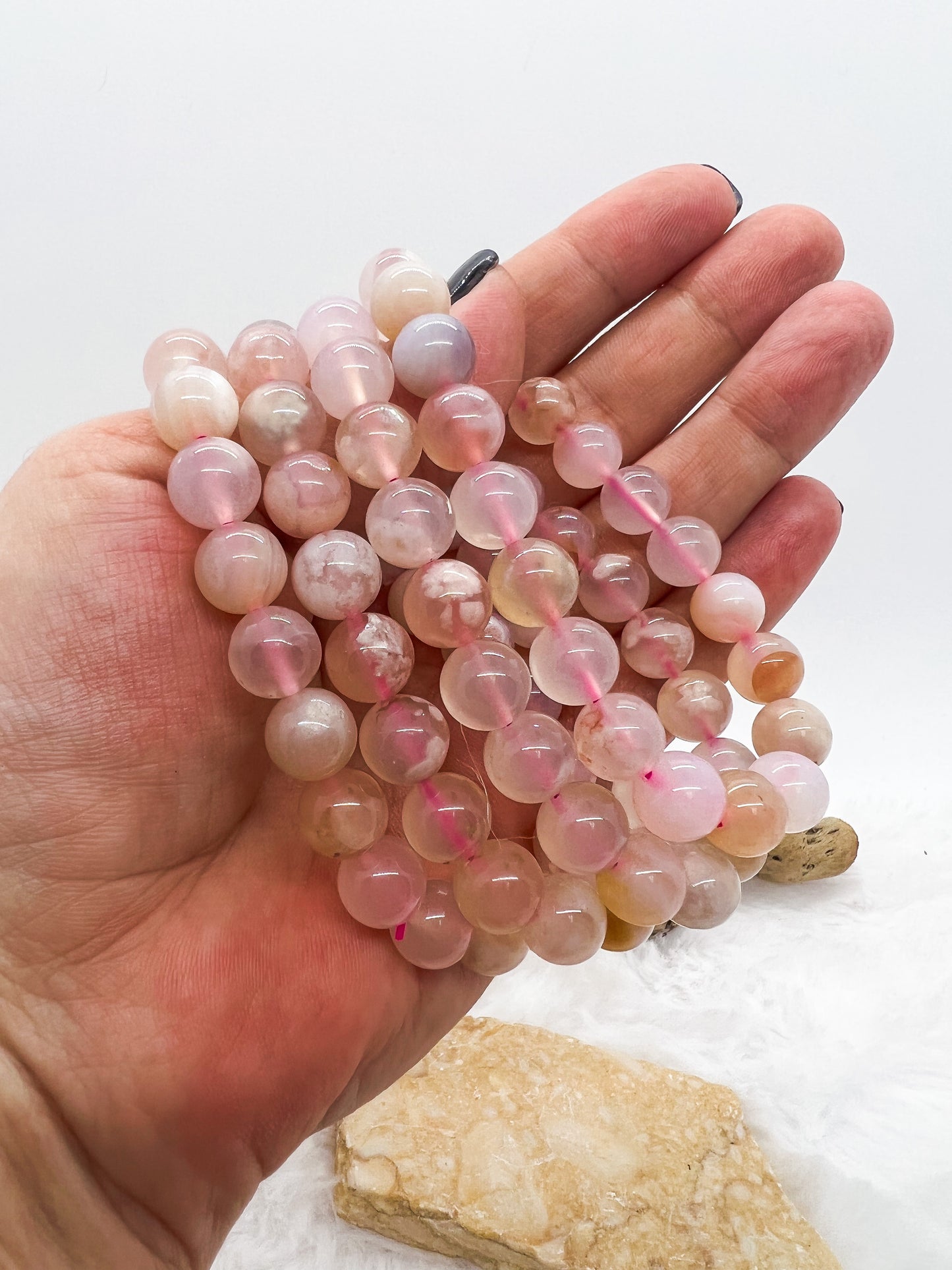 Flower Agate Stretch Stack Bracelet