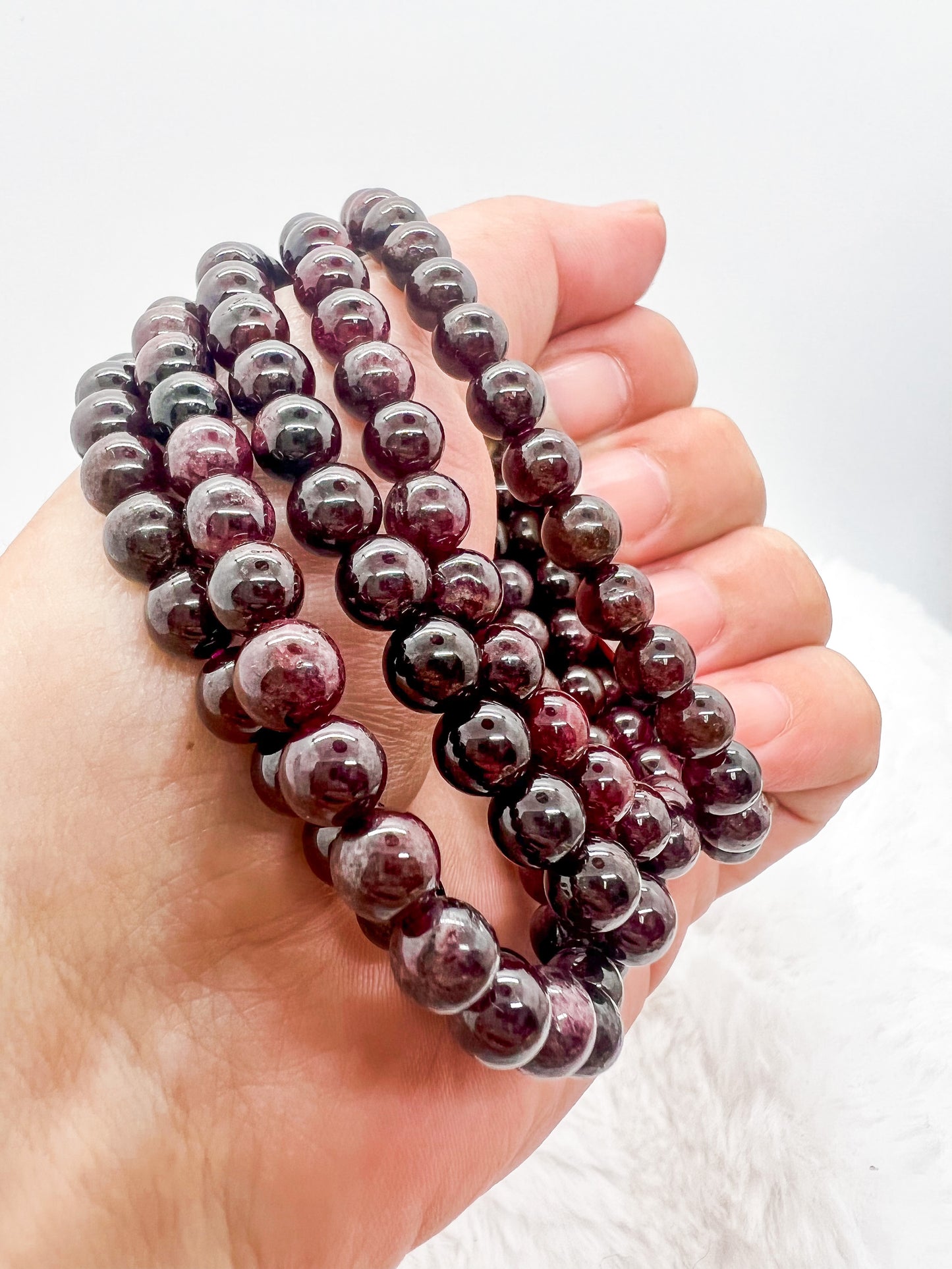 Garnet 6mm Stretch Stack Bracelet