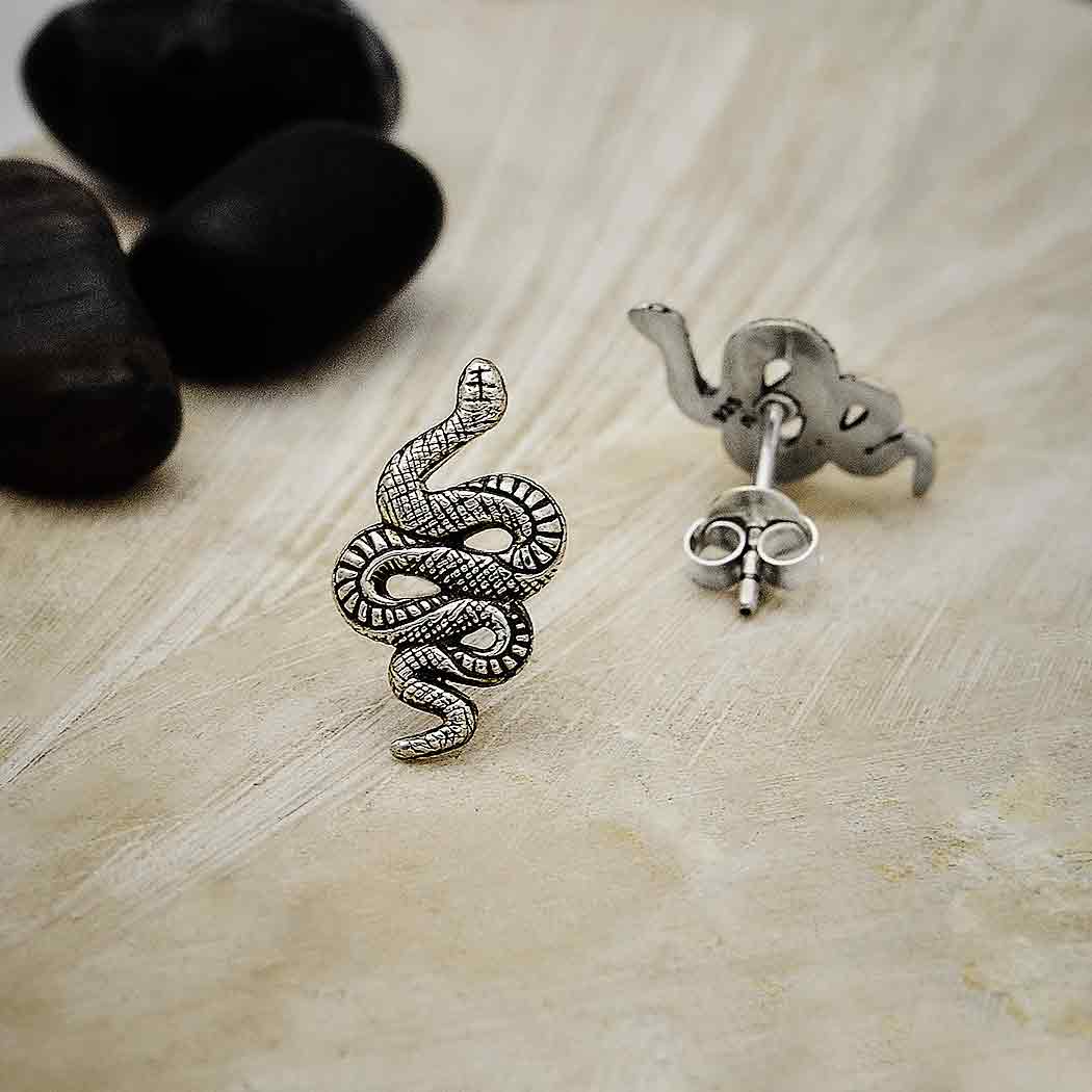 Snake Sterling Silver Stud Earrings