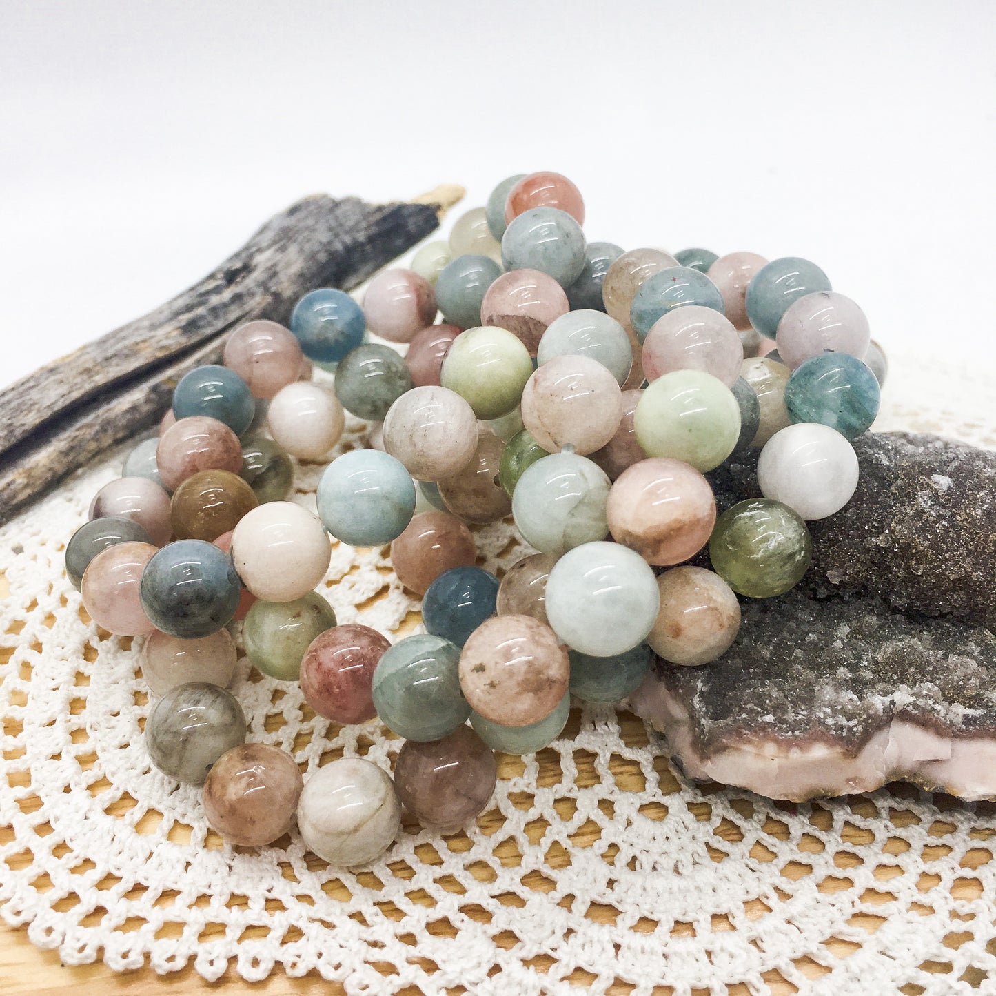 Morganite Stretch Stack Bracelet