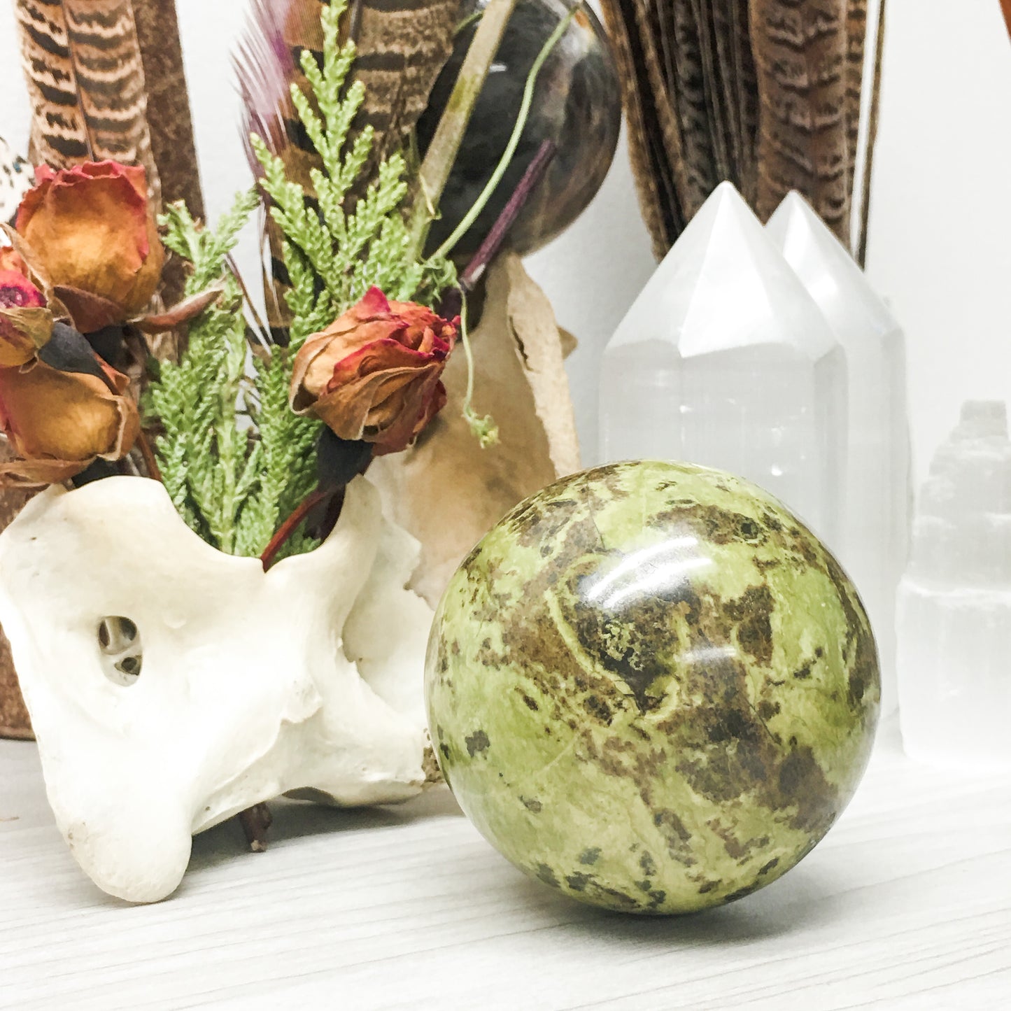 Green and Brown Serpentine Sphere