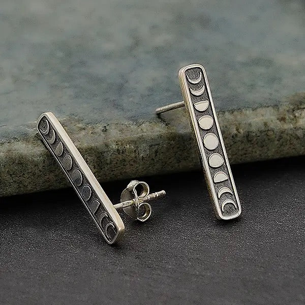 Moon Phase Sterling Silver Earrings