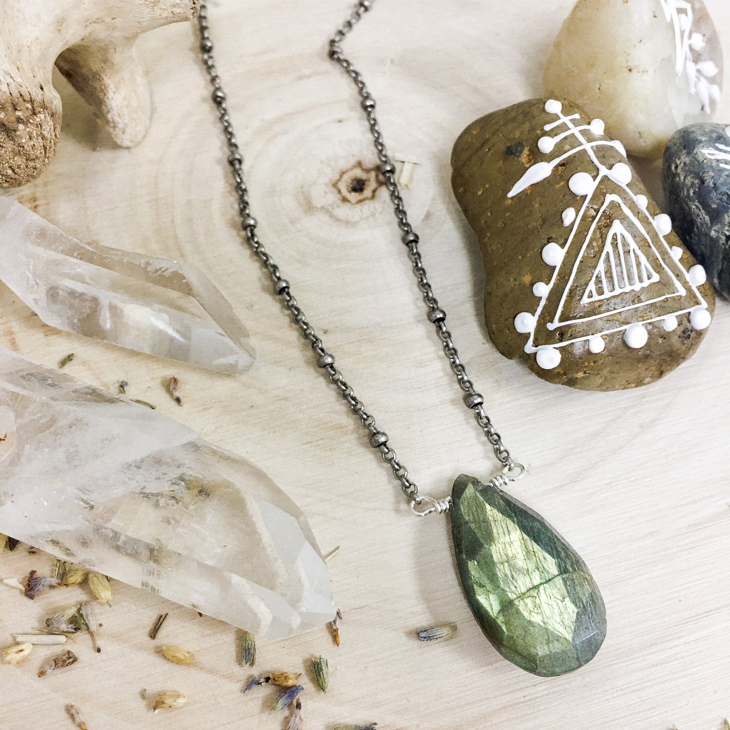 Large Labradorite Faceted Pendant Necklace