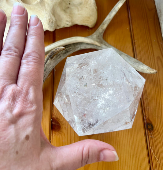 Clear Quartz Icosahedron – 3 lbs 8.6 oz | 4.5" Around | Sacred Geometry for Clarity, Healing & Spiritual Expansion