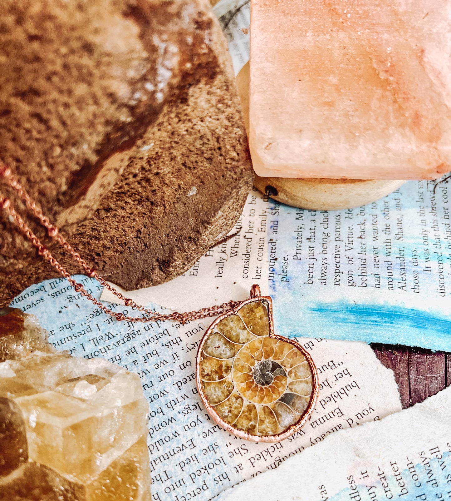 Ammonite Fossil Electroformed Necklace