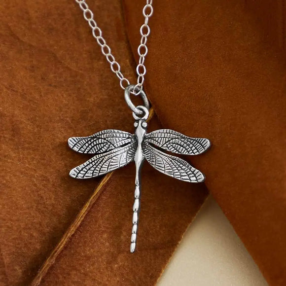 Dragonfly Sterling Silver Pendant Necklace
