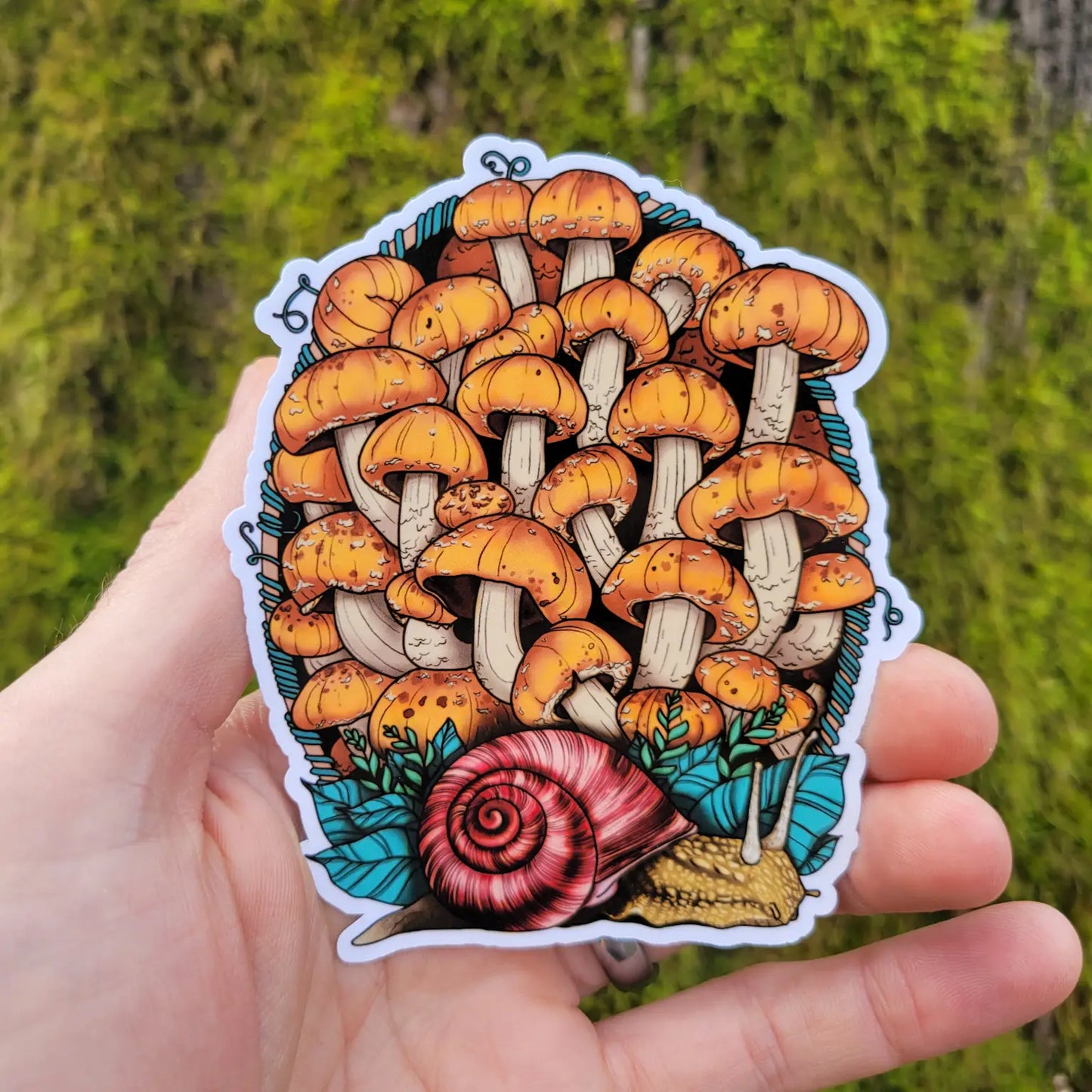 Land Snail and Chestnut Mushrooms Sticker