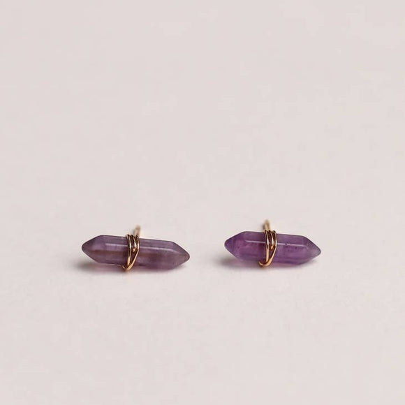 Purple Amethyst Pointed Earrings