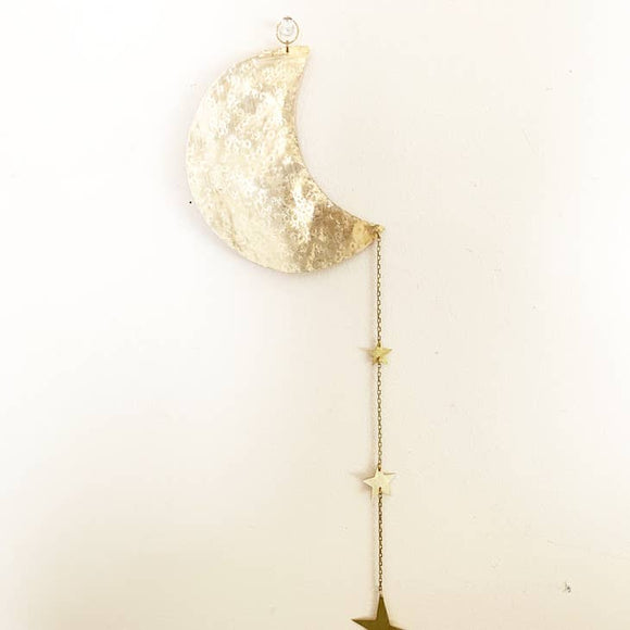 Moon and Star Brass Wall Hanging