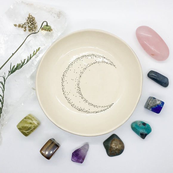 Cream Colored Ceramic Crescent Moon Bowl