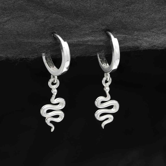 Snake Sterling Silver Huggie Earrings