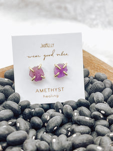Amethyst Prong Set Earrings