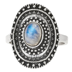 Moonstone Shield Sterling Silver Ring