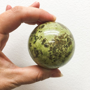 Green and brown Serpentine Sphere