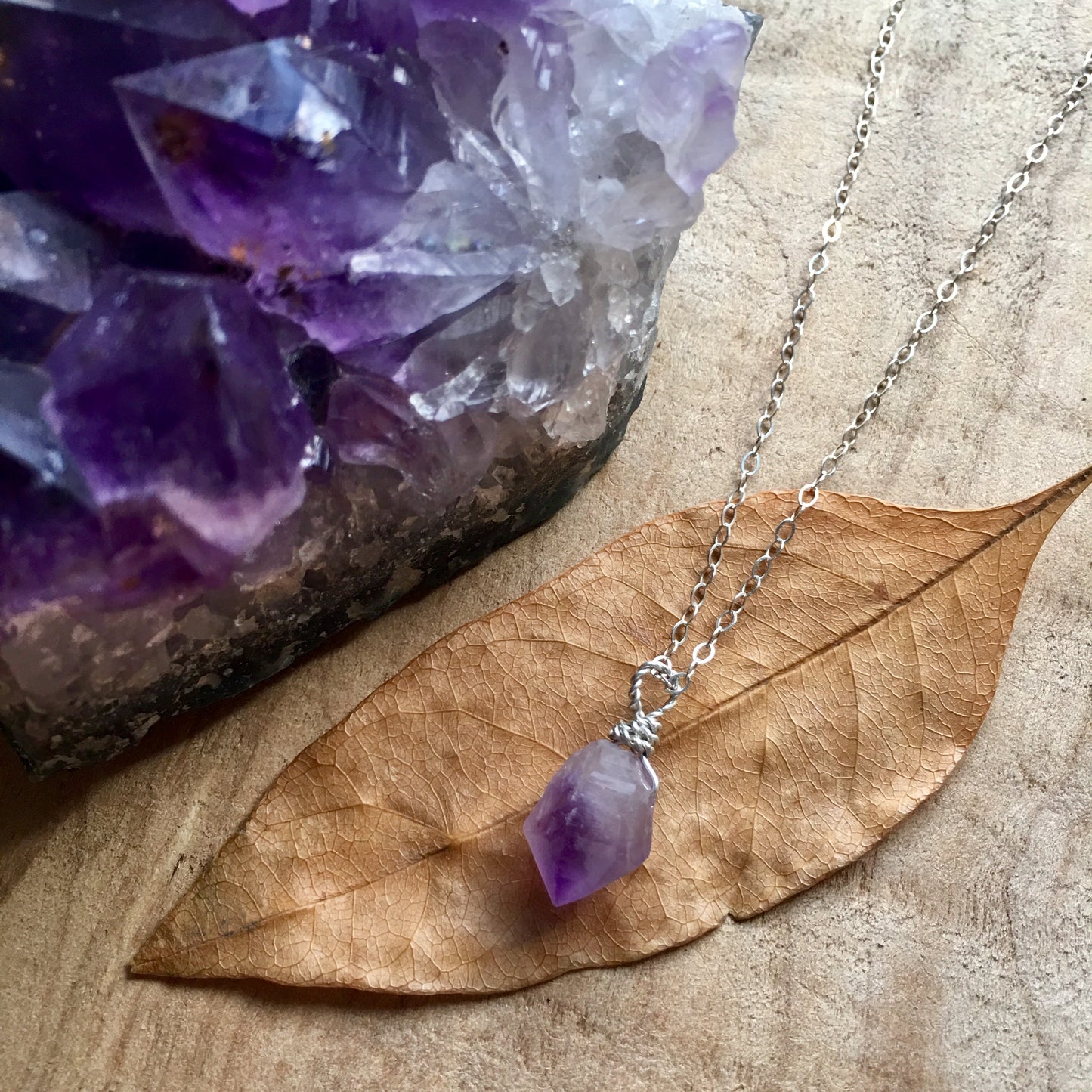 Amethyst Point Dainty Sterling Silver Pendant Necklace