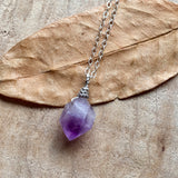 Amethyst Point Dainty Sterling Silver Pendant Necklace