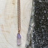 Lavender Aura Quartz Point Pendant Necklace