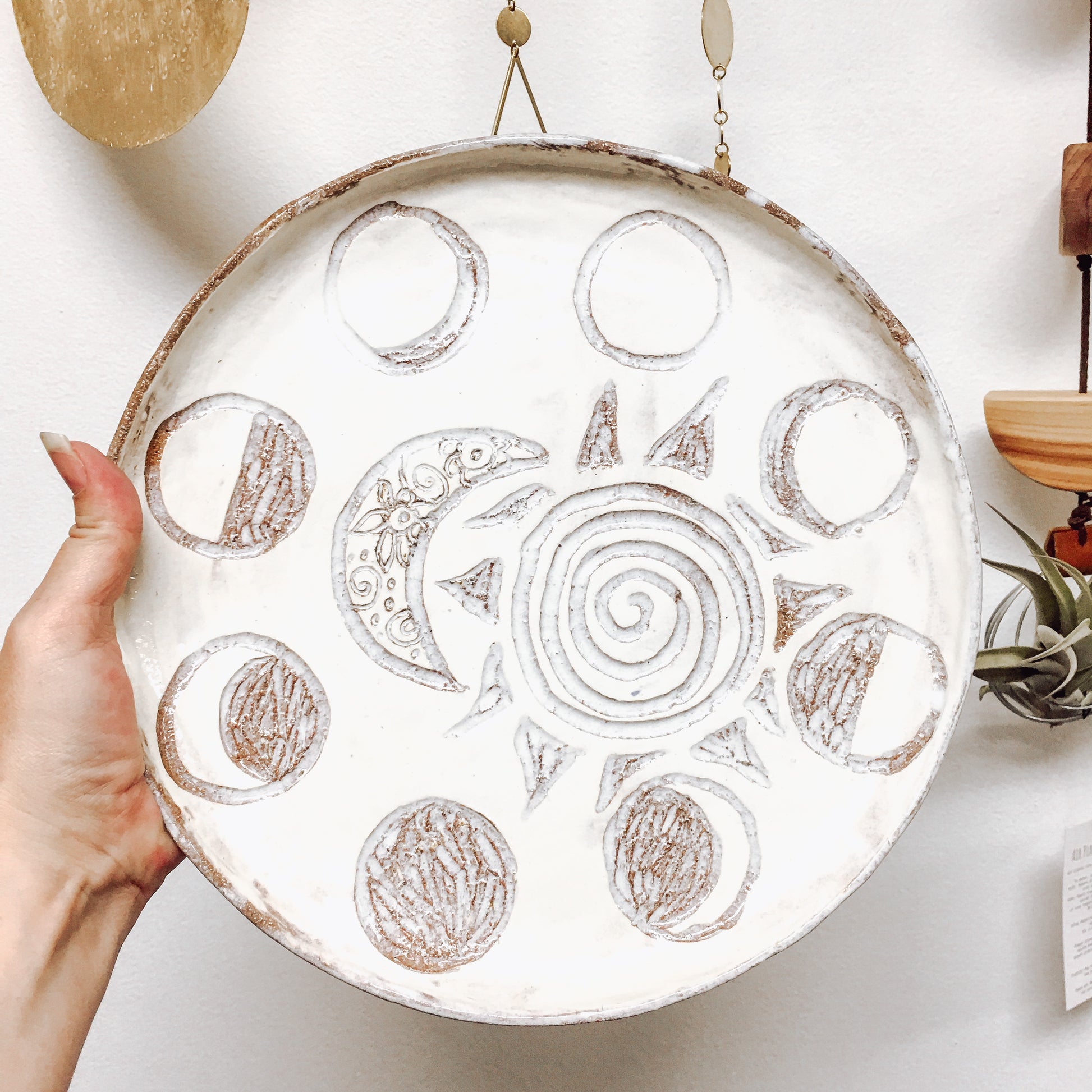 White Moon Phase Stoneware Ceramic Plate