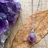 Amethyst Point Dainty Sterling Silver Pendant Necklace