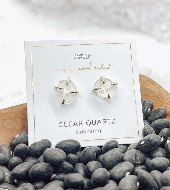 Clear Quartz Prong Earrings