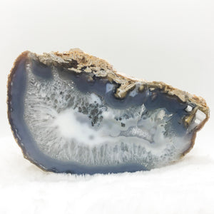 Gray and White Agate Geode Slice Plate