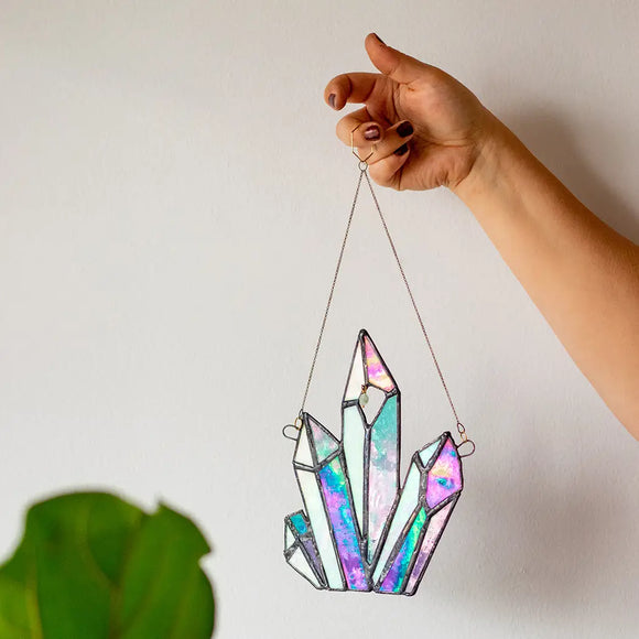 Crystal Cluster Stained Glass Hanging