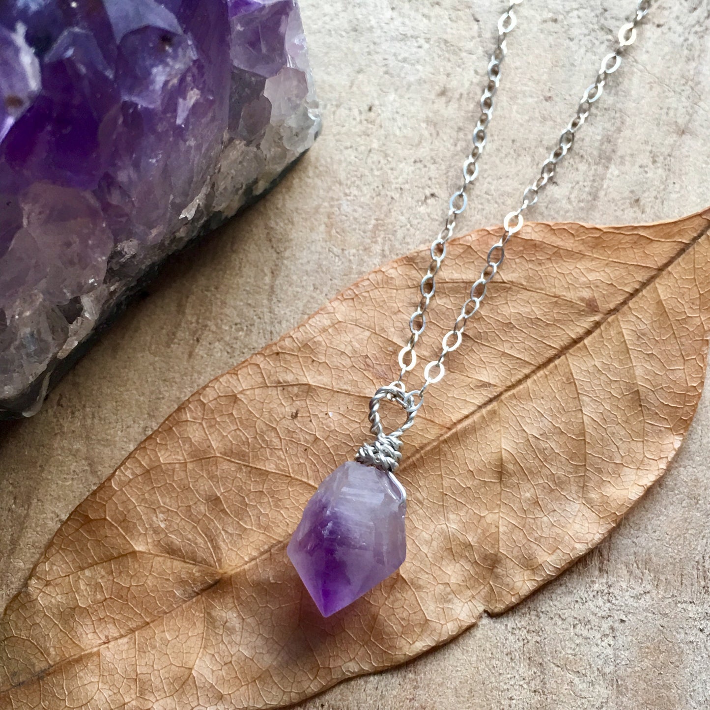 Amethyst Point Dainty Sterling Silver Pendant Necklace