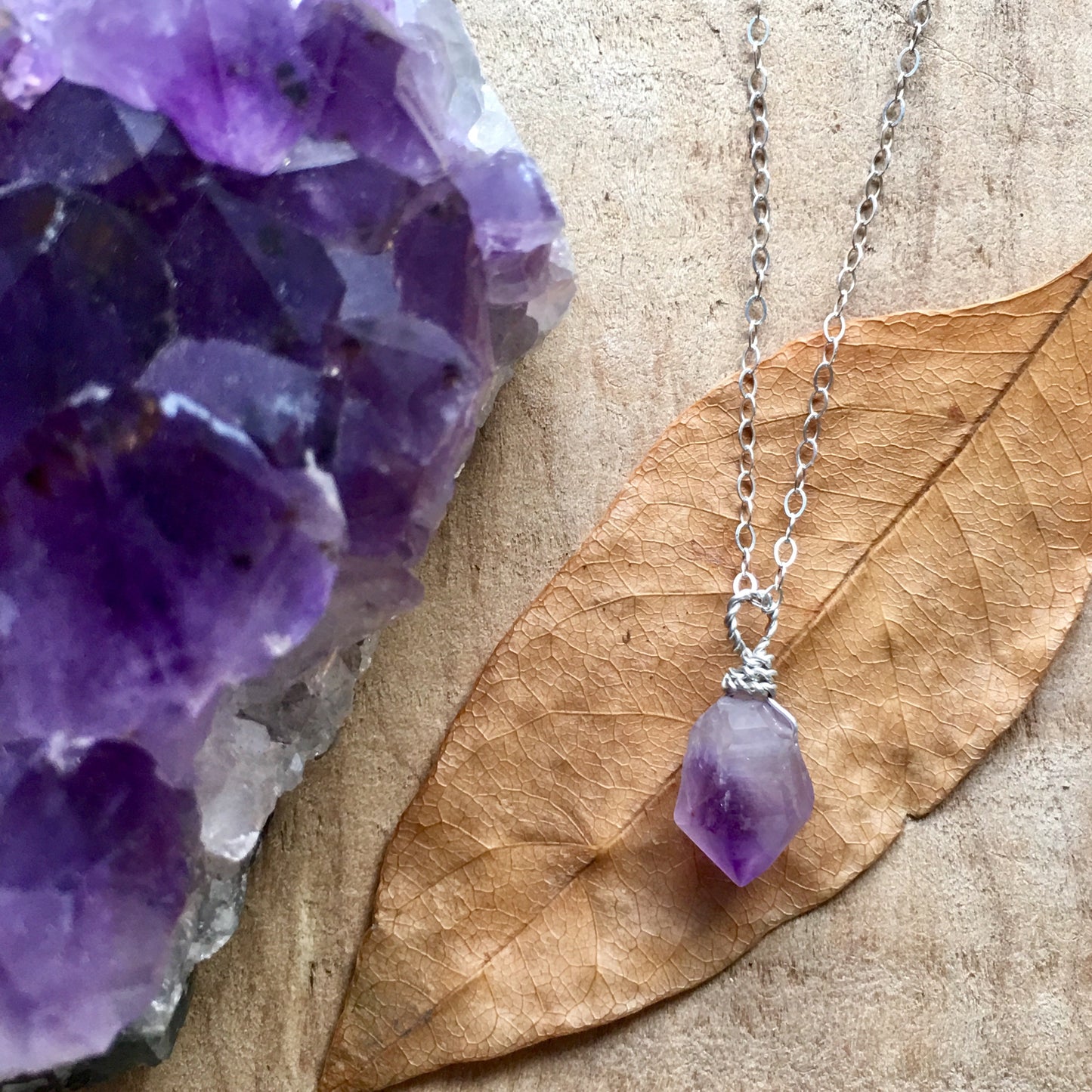 Amethyst Point Dainty Sterling Silver Pendant Necklace