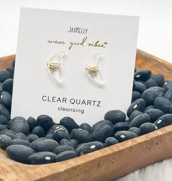 Quartz Crescent Moon Earrings