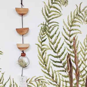 Hanging Reclaimed Wood and Suede Air Plant Holder